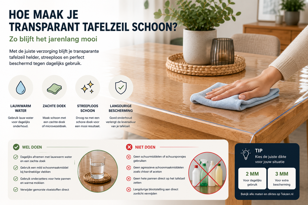 Hoe maak je transparant tafelzeil schoon? Zo blijft het jarenlang mooi