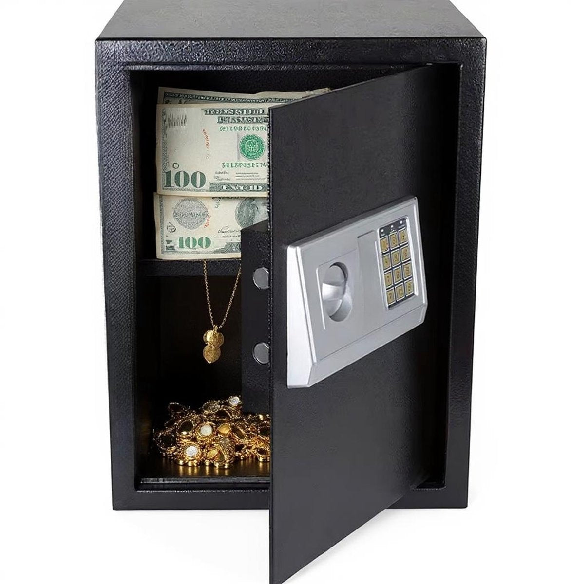 Stark's Tresor - Elektronisches Zahlenschloss und Notschlüssel - Geldschrank - Schmucktresor - 30x35x50cm - Schwarz
