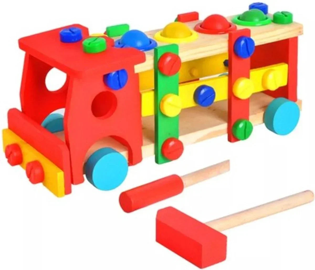Kruzzel Pädagogischer Holz-LKW – Spielerisches und lehrreiches Spielzeug für Kinder