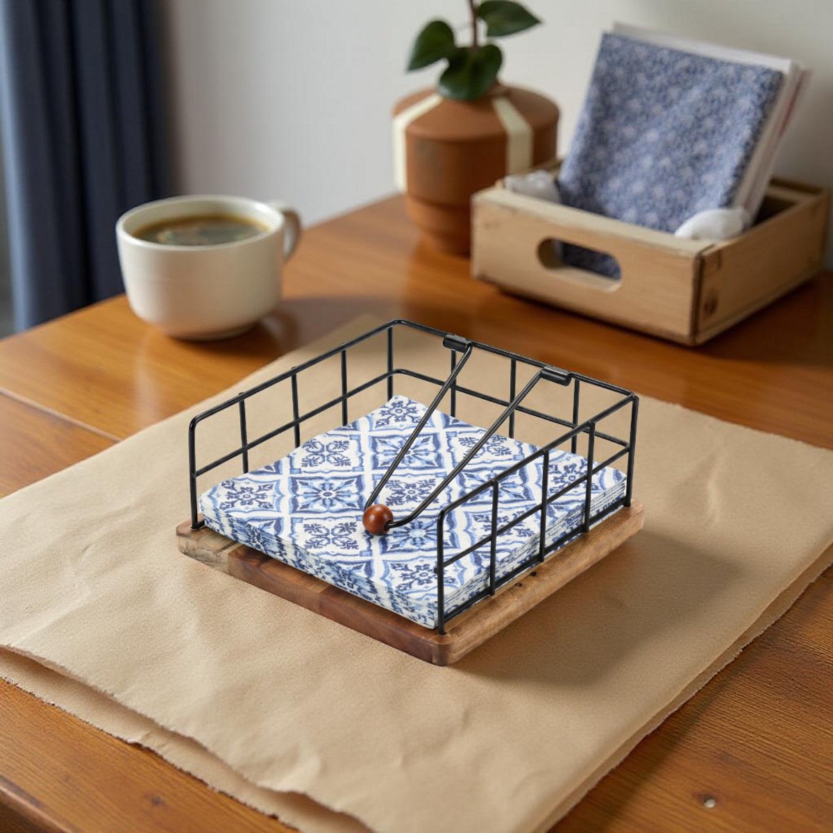 Cheffinger Napkin Holder - Black/Wood