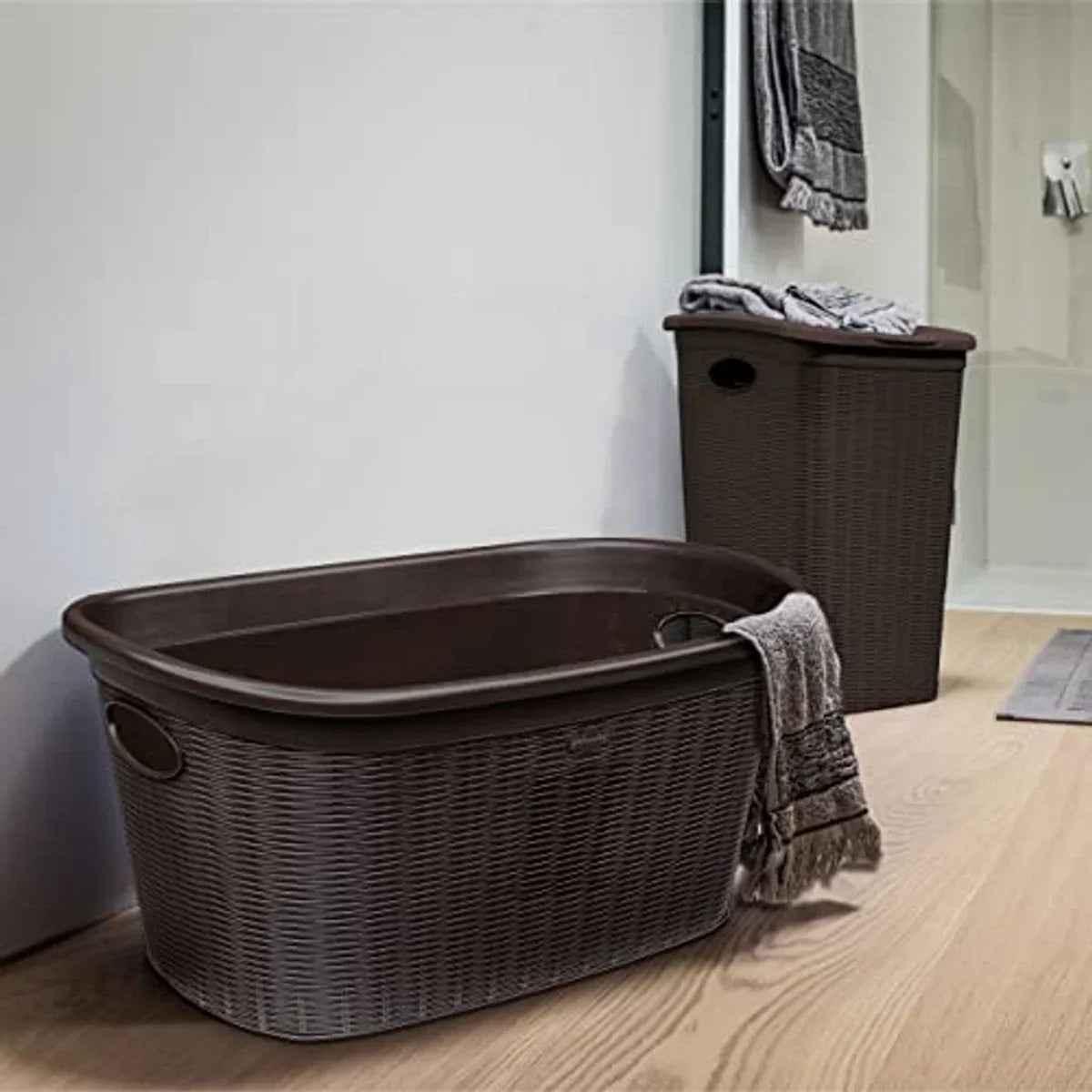Stefanplast Elegance Wasmand - Bruin - Kunststof - 38x58x28cm - TEKZEN