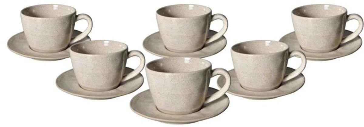 Bricard Albi Koffieset - 12-delig - Lichtgrijs - Koffie Kopjes en Schoteltjes - TEKZEN
