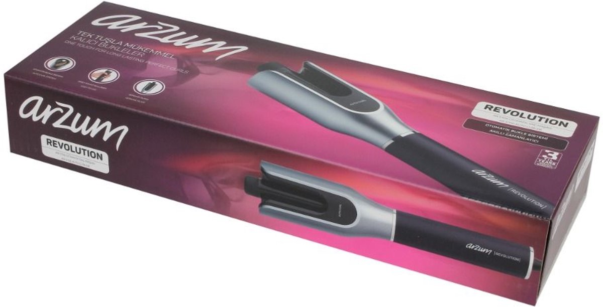 Arzum Revolution Automatischer Lockenstab AR5156-94300 | Silber/Schwarz - LED-Anzeige - Keramikbeschichtung - 25W