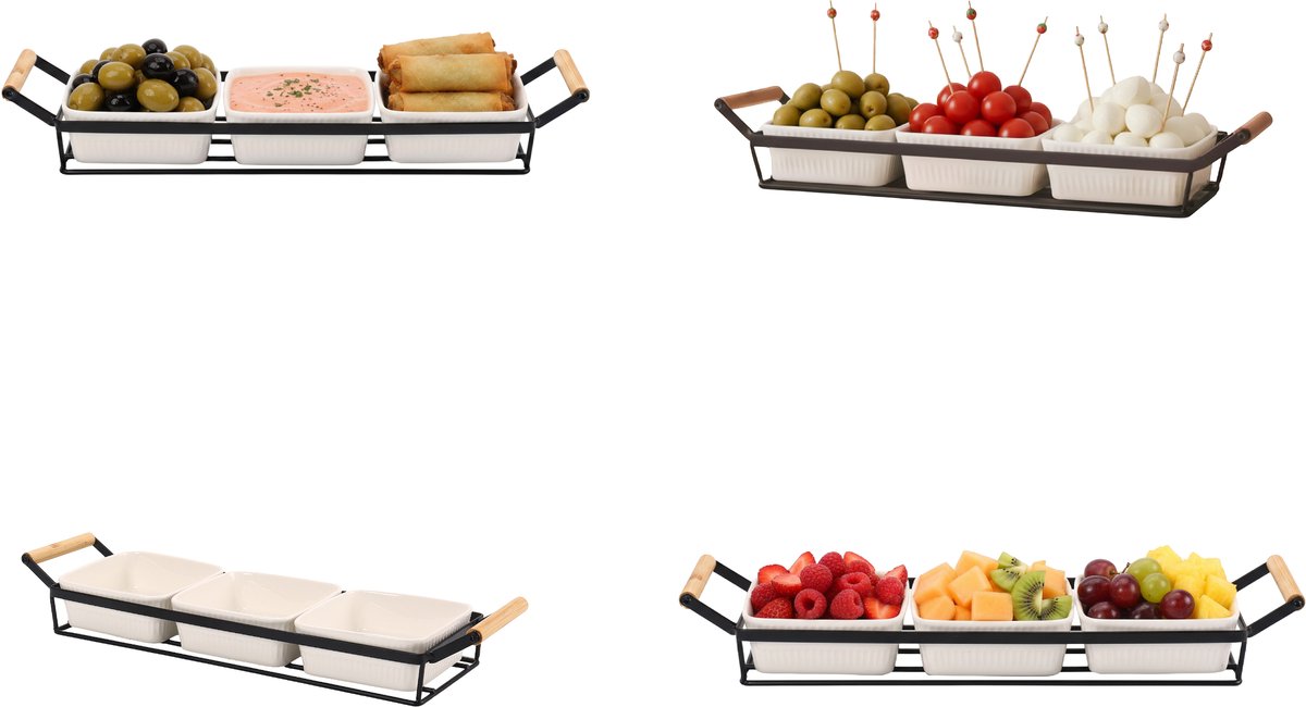 Cheffinger Snackschalen-Set – 4-teilig – Keramik – Schwarz/Weiß