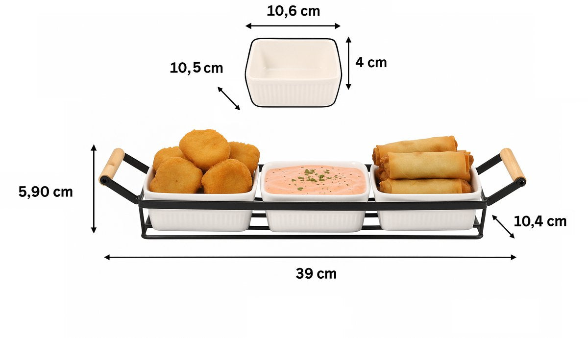 Cheffinger Snackschalen-Set – 4-teilig – Keramik – Schwarz/Weiß