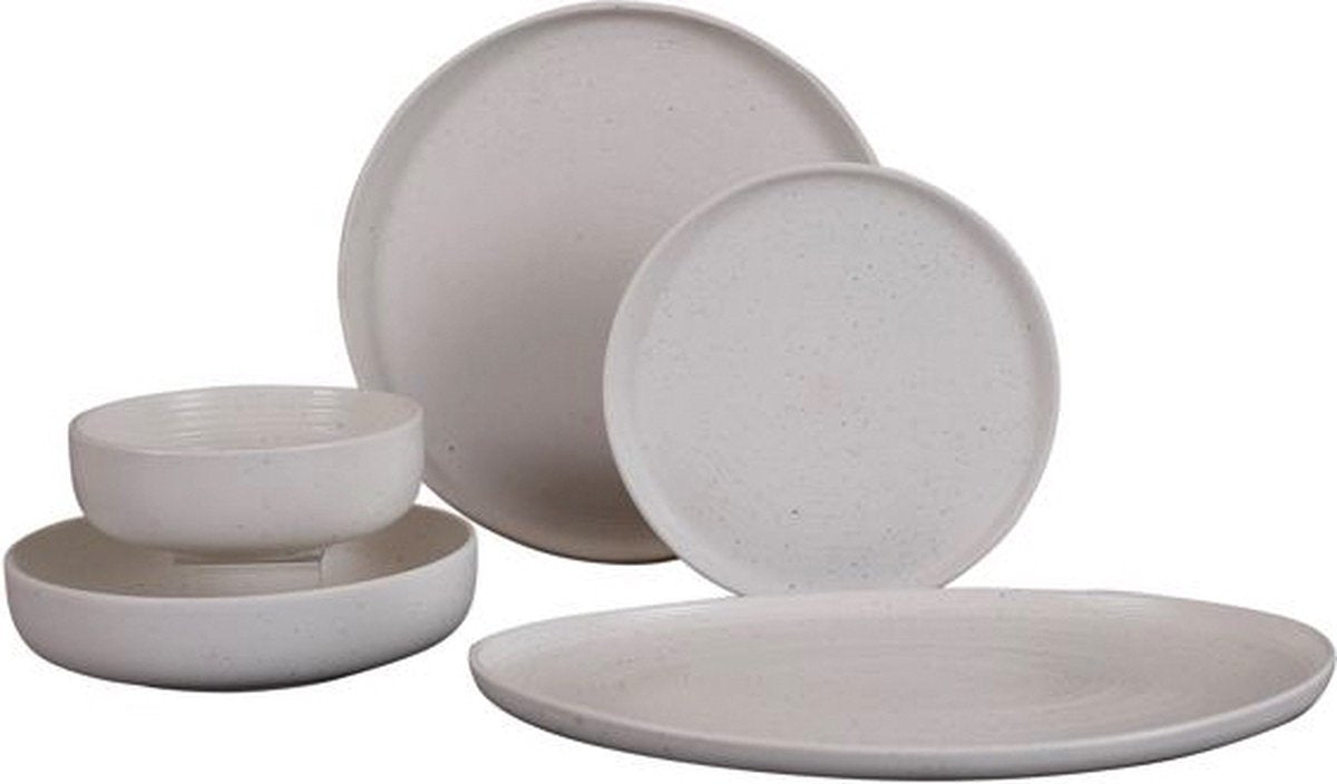 Bricard Vertou - Porzellan-Geschirrset - 25-teilig - 6-Personen – Mattweiß