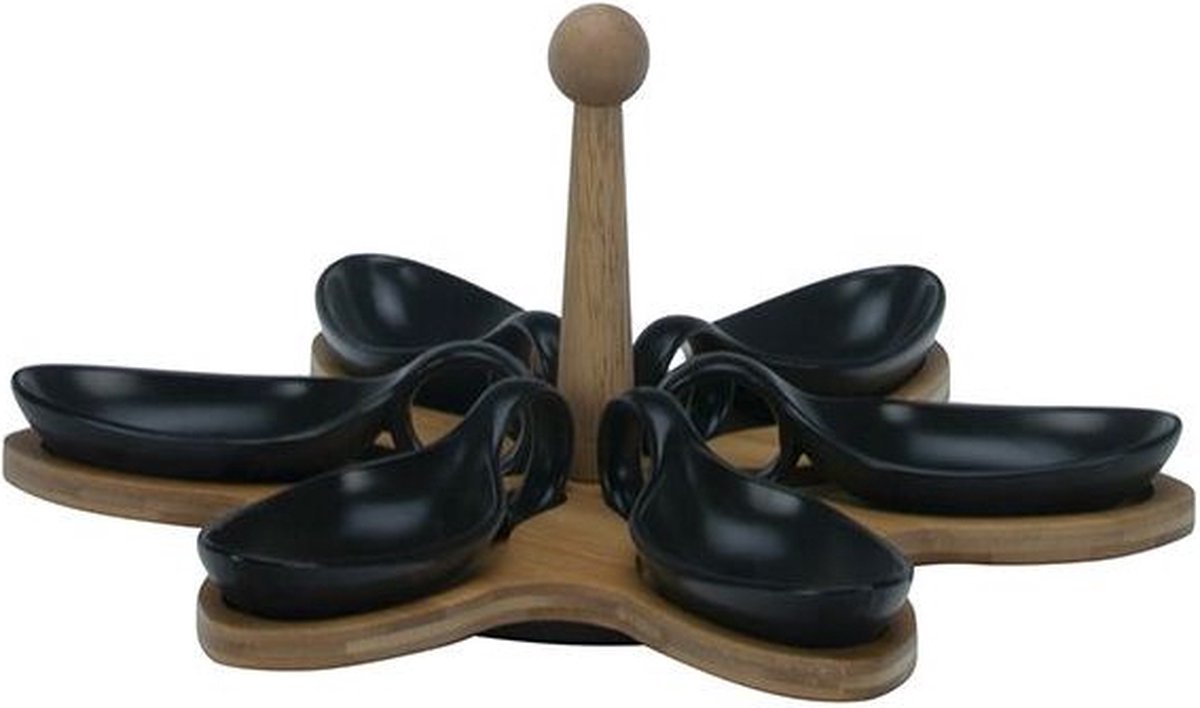 Bricard Snack Bowls Set - 7-piece - Bamboo - Black