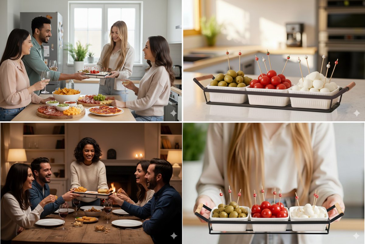Cheffinger Snackschalen-Set – 4-teilig – Keramik – Schwarz/Weiß