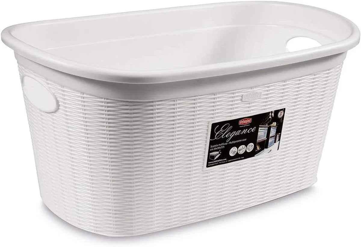 Stefanplast Elegance Wasmand - Wit - Kunststof - 38x58x28cm - TEKZEN