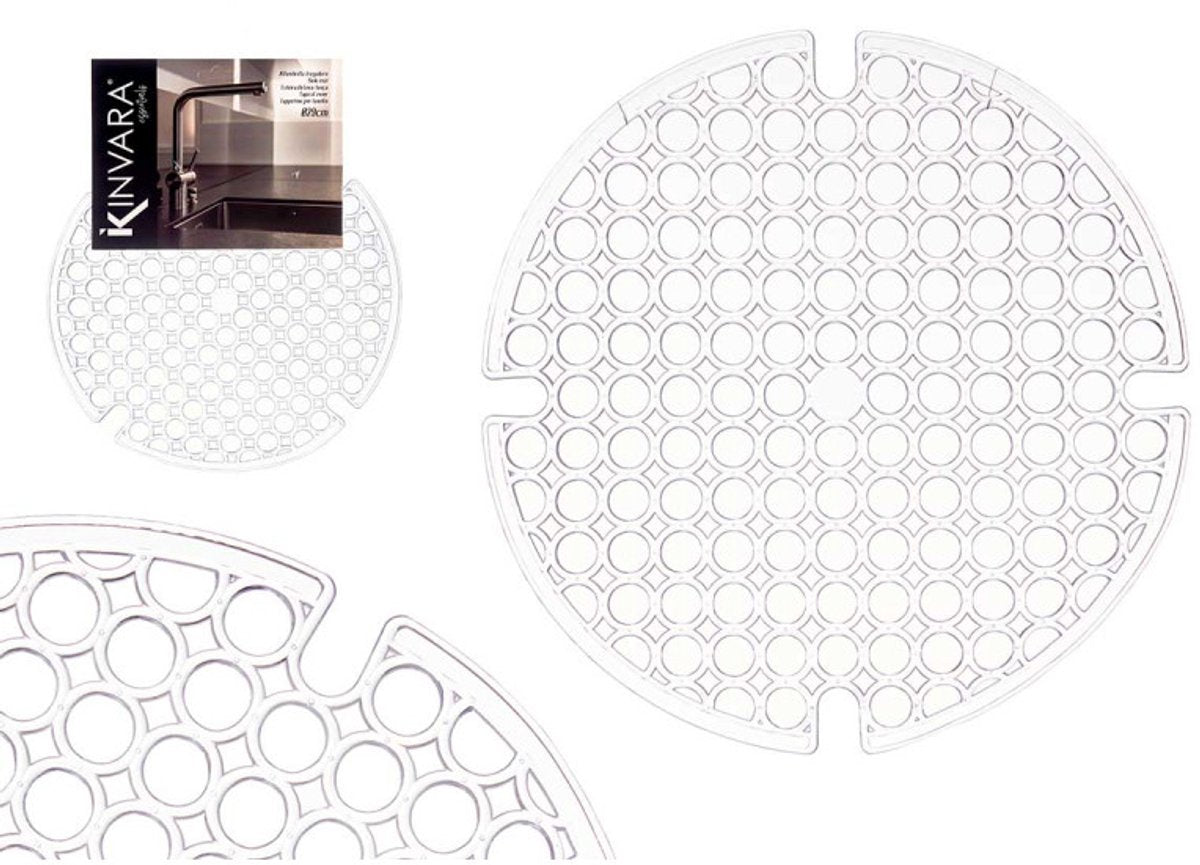 Kinvara Gootsteenmat - Rond 29 cm - Transparant - Spoelbakmat - Spoelmat - Spoelbakbescherming - Spatbescherming