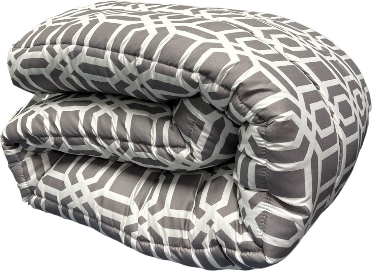 Kadirelli Dubbelzijdig Dekbed zonder Overtrek - 240x220cm - Lichtblauw/Grijs/Wit - Wasbaar Dekbed - Hoesloos Dekbed - Tweepersoons Dekbed