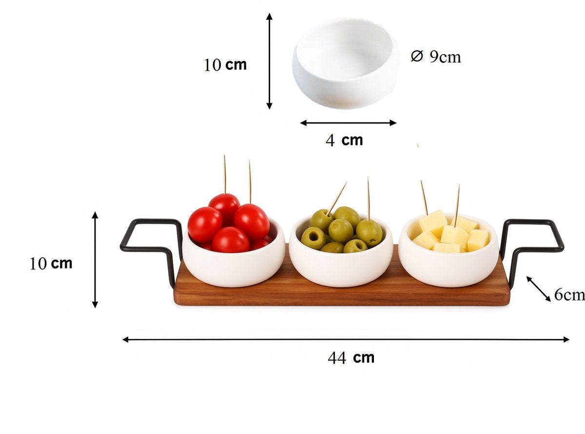 Cheffinger Snack Bowl Set - 4-piece - Bamboo - Black