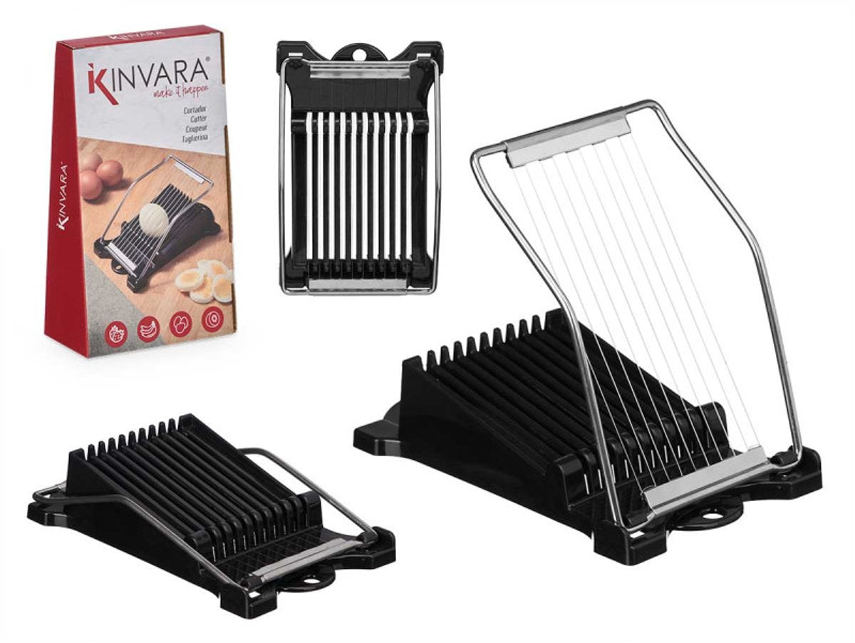 Kinvara Egg Slicer - Black - Stainless Steel Wire - Egg Cutter