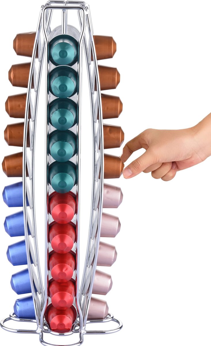 Cheffinger - Nespresso Kapselhalter - 40 Tassen - Tassenhalter - Kaffeekapselhalter - Silber
