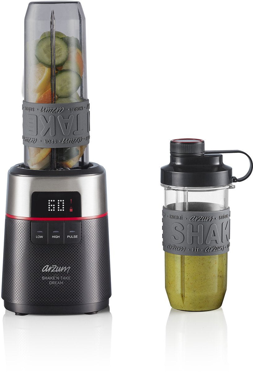 Arzum Shake 'n Take Dream Blender AR1148-0100 | Schwarz - Mini Mixer - 500W - 2 Trinkflaschen