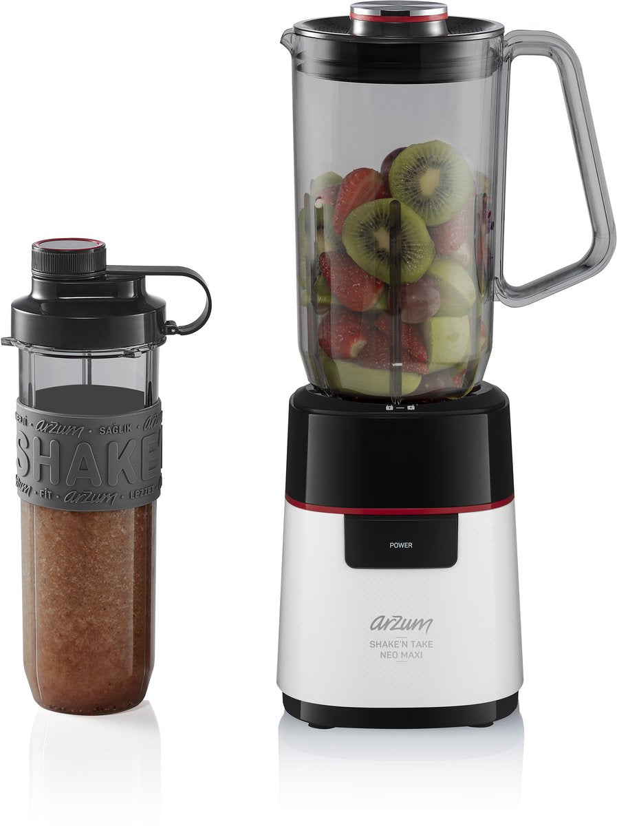 Arzum Shake 'n Take Neo Maxi Mixer AR1174-0200 | Weiß - 500W - 1000ML Krug - 570ML Trinkflasche