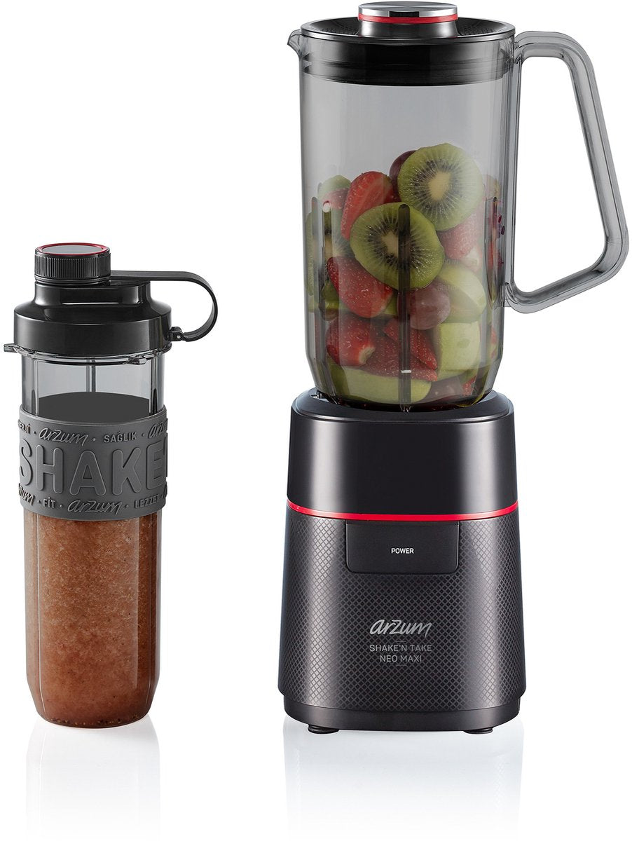 Arzum Shake 'n Take Neo Maxi Mixer AR1174-0100 | Schwarz - 500W - 1000ML Krug - 570ML Trinkflasche