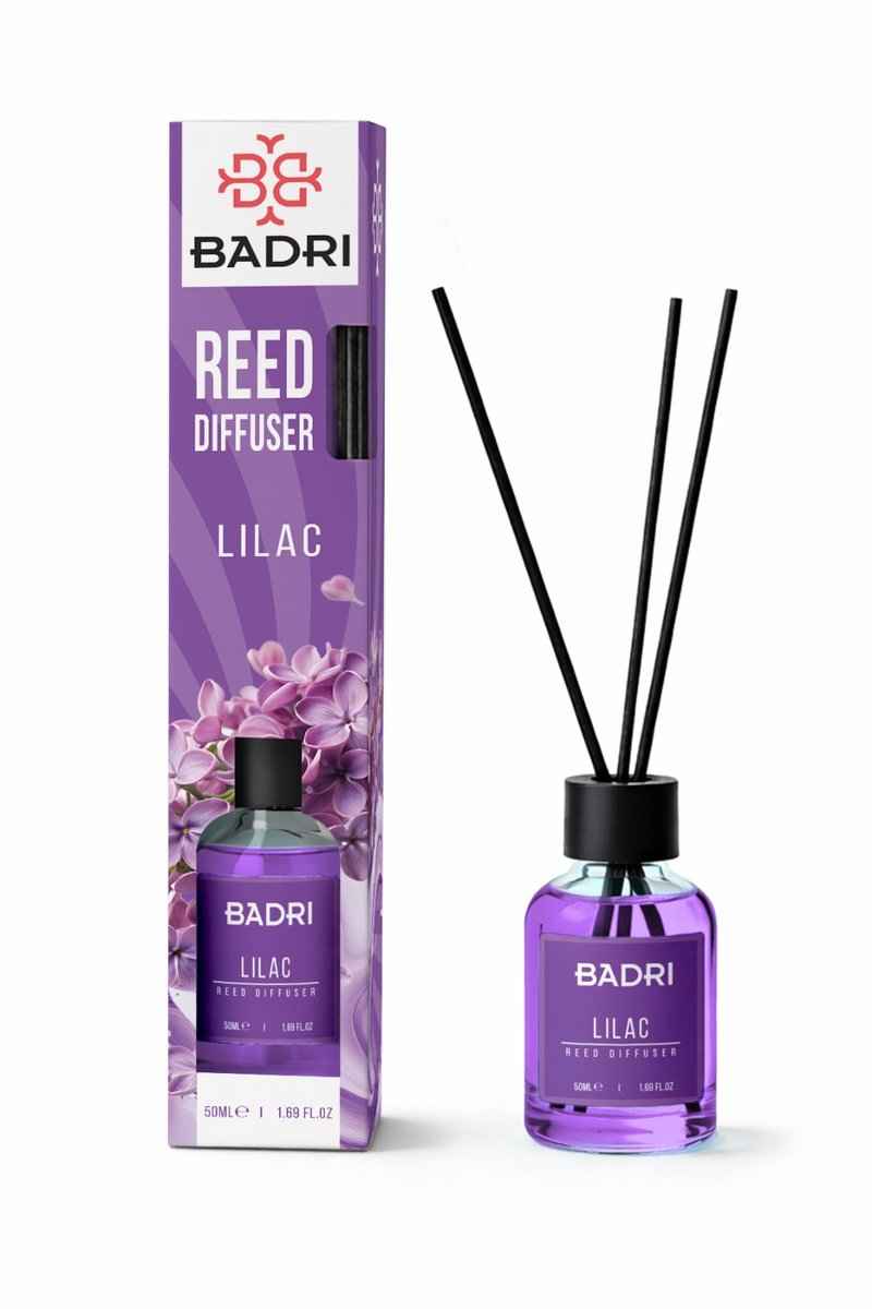 BADRI Geurstokjes Lilac 50ML – Luxe Reed Diffuser met Sering Geur voor Woonkamer & Badkamer