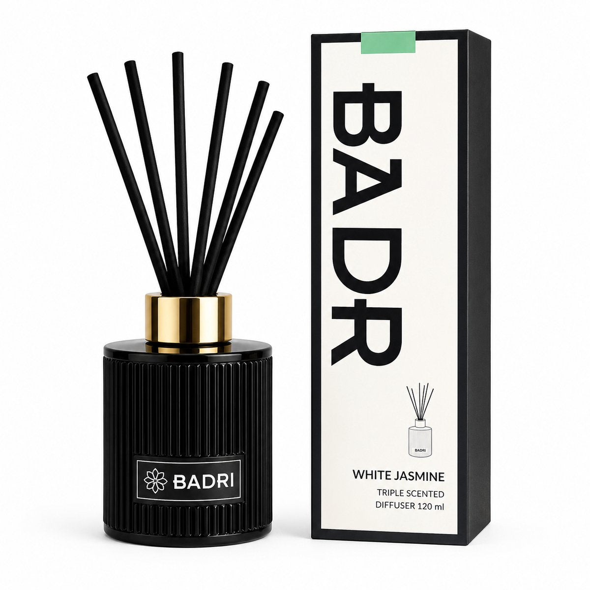 BADRI Geurstokjes White Jasmine 120ML - Luxe Reed Diffuser - Geur voor Woonkamer & Badkamer