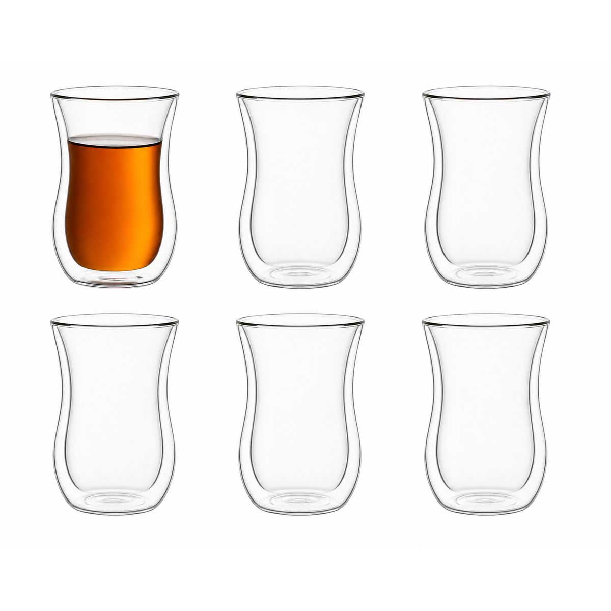 Bricard Dubbelwandige Turkse Theeglazen - 150ml - 6 Stuks - Dubbelwandige Glazen