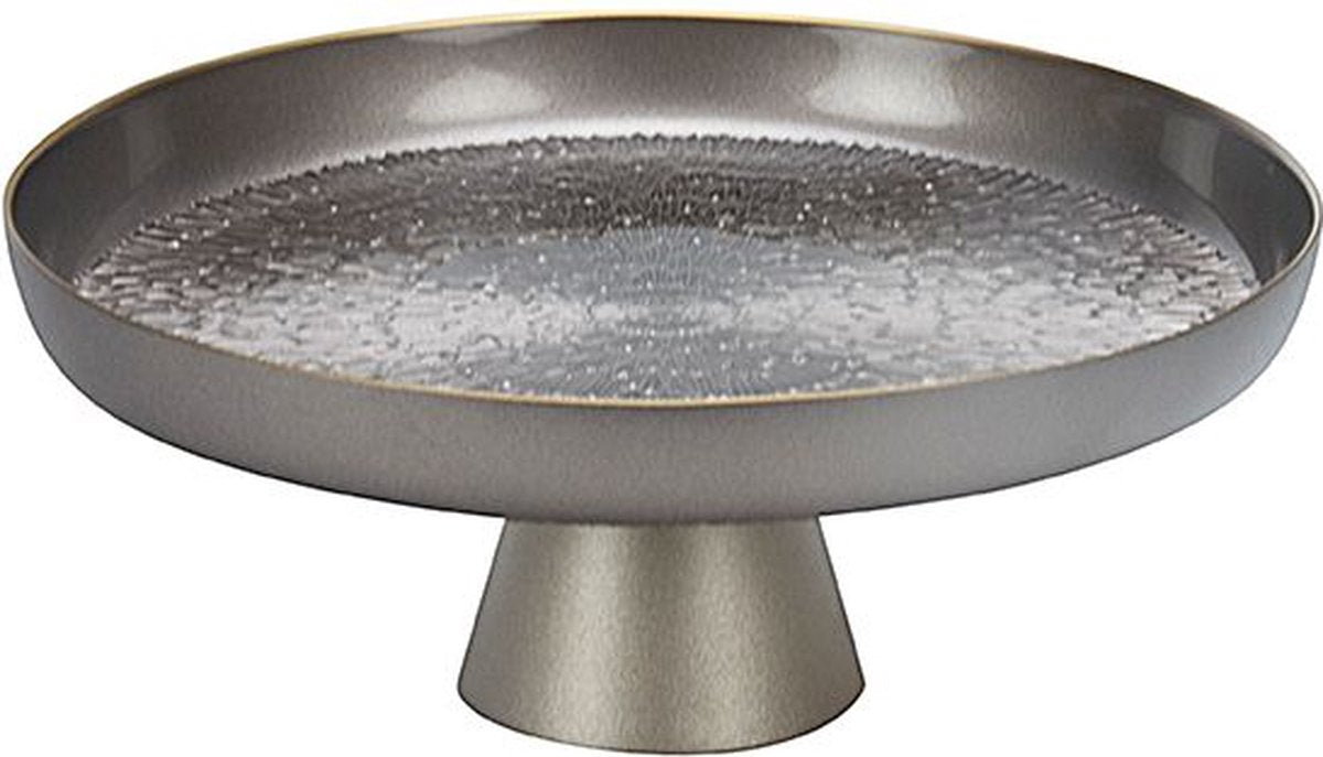 Bricard Duomo Patisserie Plate on Stand - 35cm - Taupe/Gold - Cake Stand