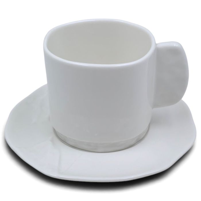 Bricard Barlin - Ontbijtset - 6-delig - 2-Persoons - Koffiekopjes, Kom & Dienblad - Wit - Porselein