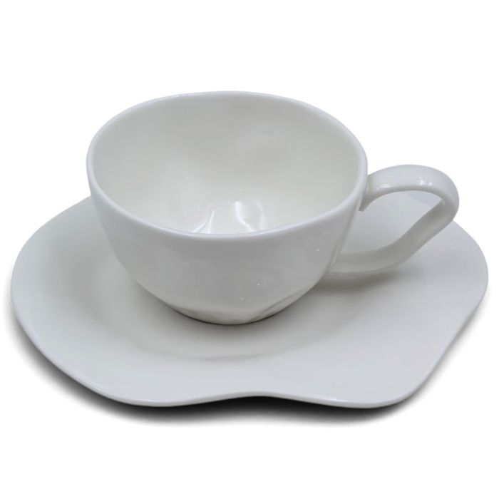 Bricard Belley - Ontbijtset - 6-delig - 2-Persoons - Koffiekopjes, Kom & Dienblad - Wit - Porselein