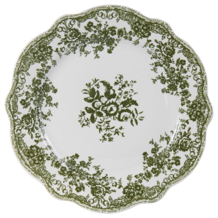 Bricard Fleury - Vintage Serviesset - 25-delig - 6-Persoons - Groen/Wit - Dinner Set - Porselein