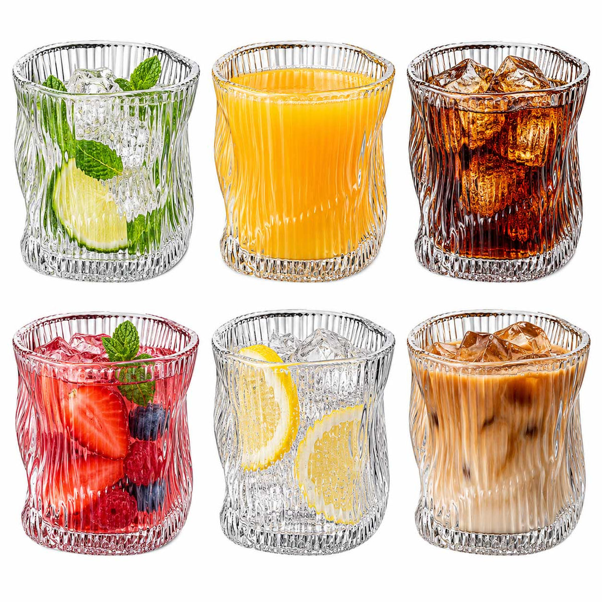 Bricard Ronda Lines - Tumbler - Drinkglazen - Set van 6 - Geribbeld Glas - Waterglas