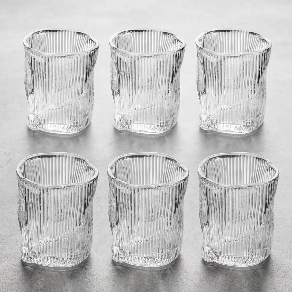 Bricard Ronda Lines Drinkglazen - Set van 6 - Geribbeld Glas - Waterglas