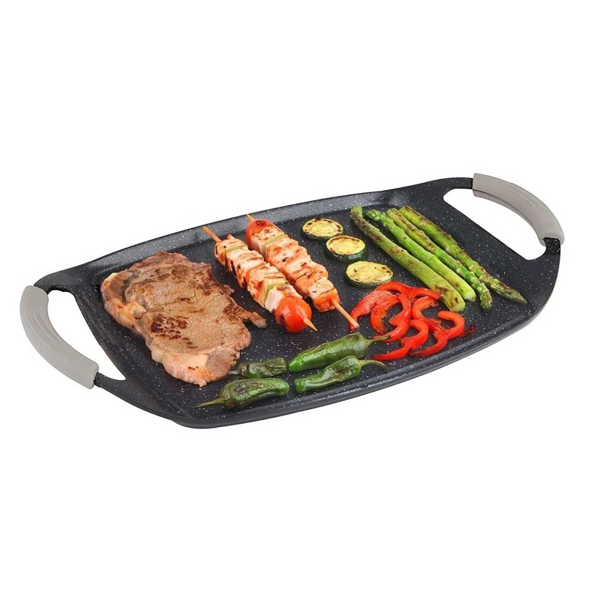 Cheffinger Grillplaat XXL - 47cm - Zwart - Inductie - Grillpan