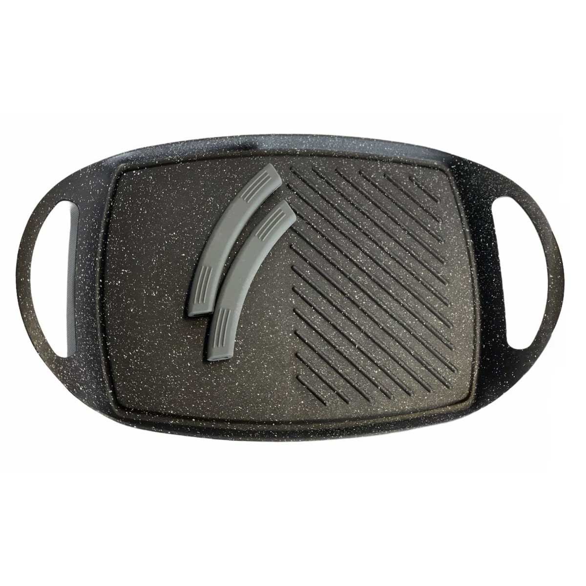 Cheffinger Grillplaat XXL - 47cm - Zwart - Inductie - Grillpan