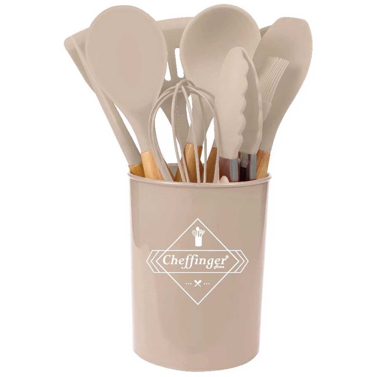 Cheffinger Keukengerei Set met Houder - 12-delig - Oud Roze - Kookgerei Set
