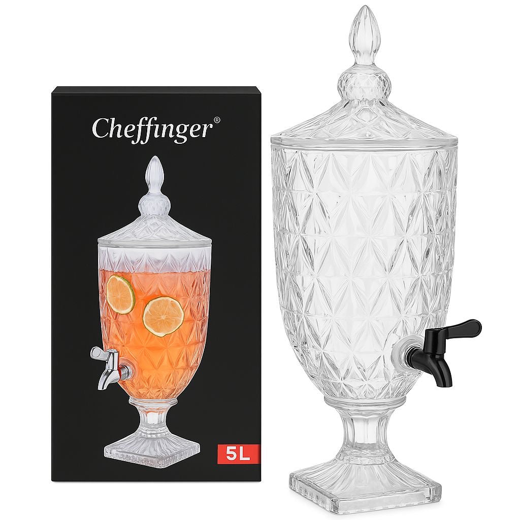 Cheffinger Lemonade Dispenser – 5L | Stylish Beverage Dispenser for Water, Juice, and Cocktails