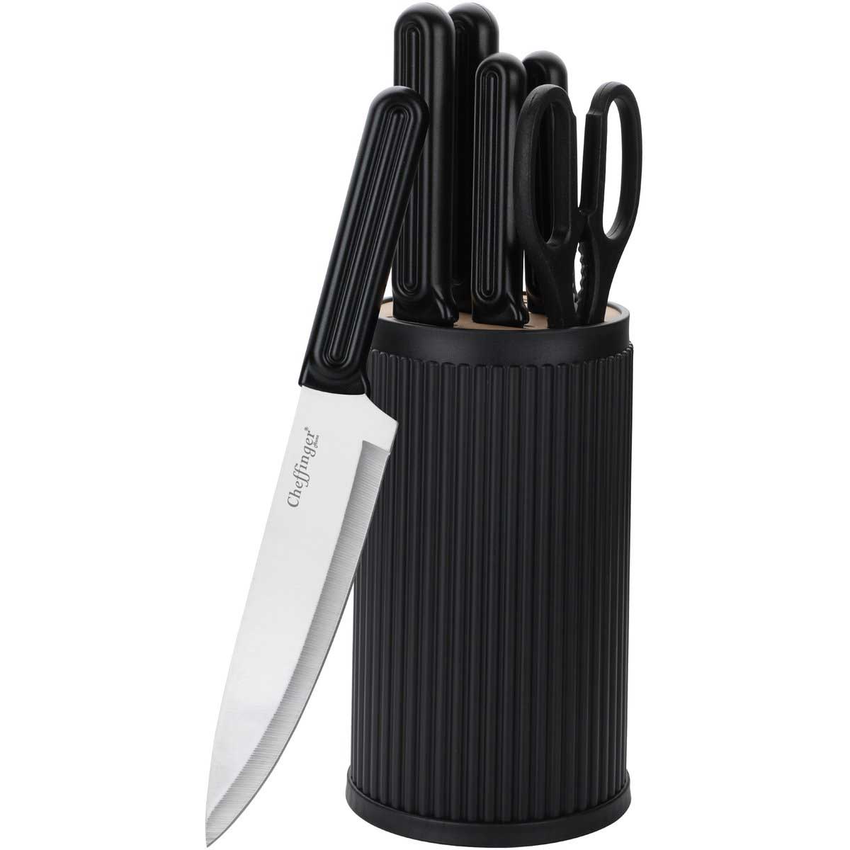 Cheffinger Messenset met Standaard - 7-delig - Zwart
