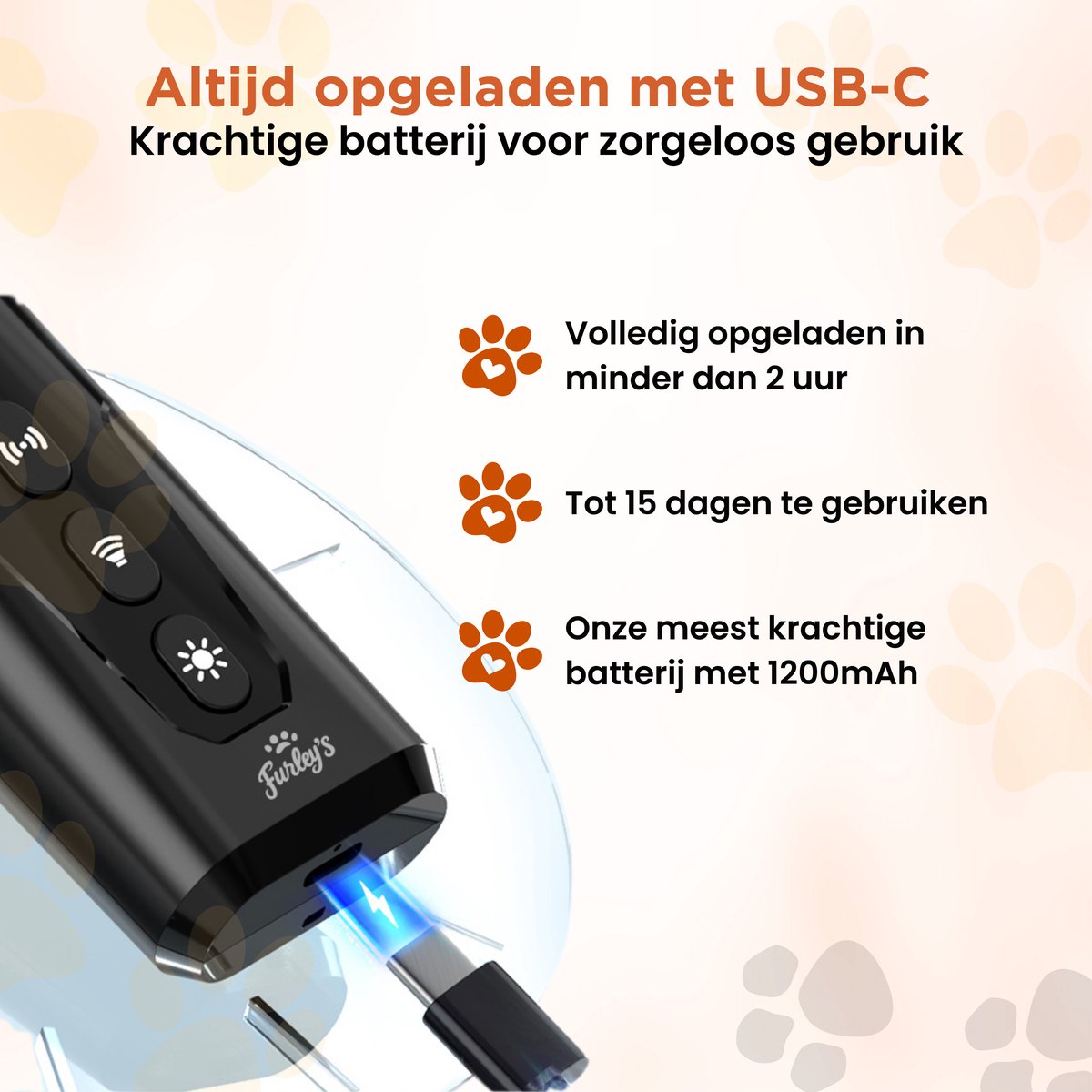 Furley’s Anti Blaf Apparaat - Diervriendelijke Hondentrainer Zonder Schok - 3 Zenders - 4-in-1 Ultrasoon, Geluid, LED & Zaklamp - USB-C Oplaadbaar - Bereik 7m - Voor Kleine & Grote Honden