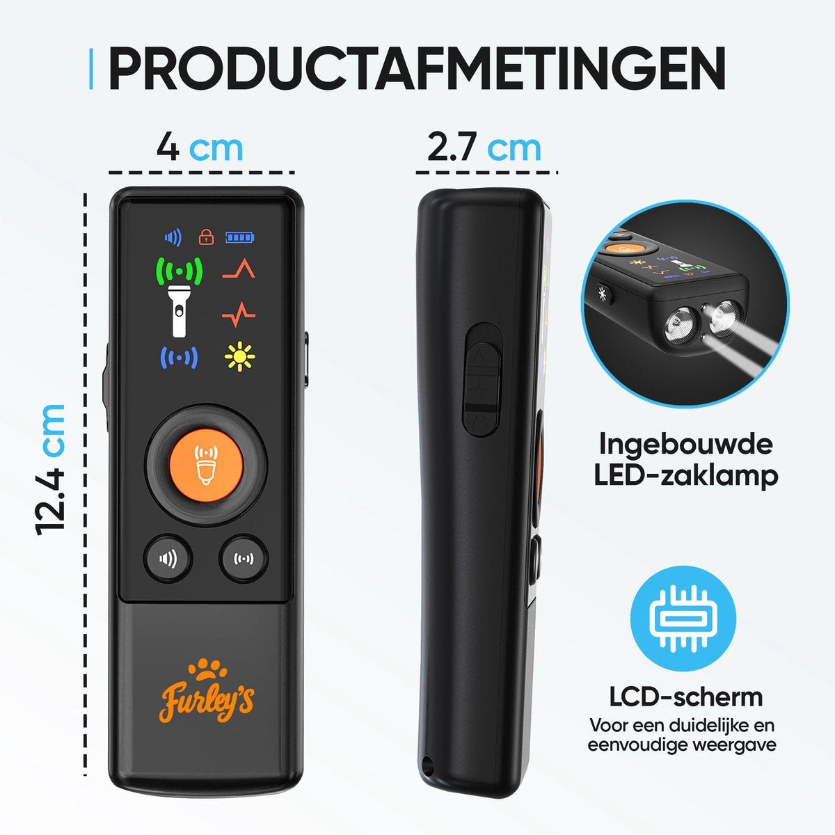Furley’s Anti Blaf Apparaat PRO - Diervriendelijke Hondentrainer zonder Schok - 4-in-1 Ultrasoon, Geluid & LED - USB-C Oplaadbaar - Voor Kleine & Grote Honden - Bereik 7m
