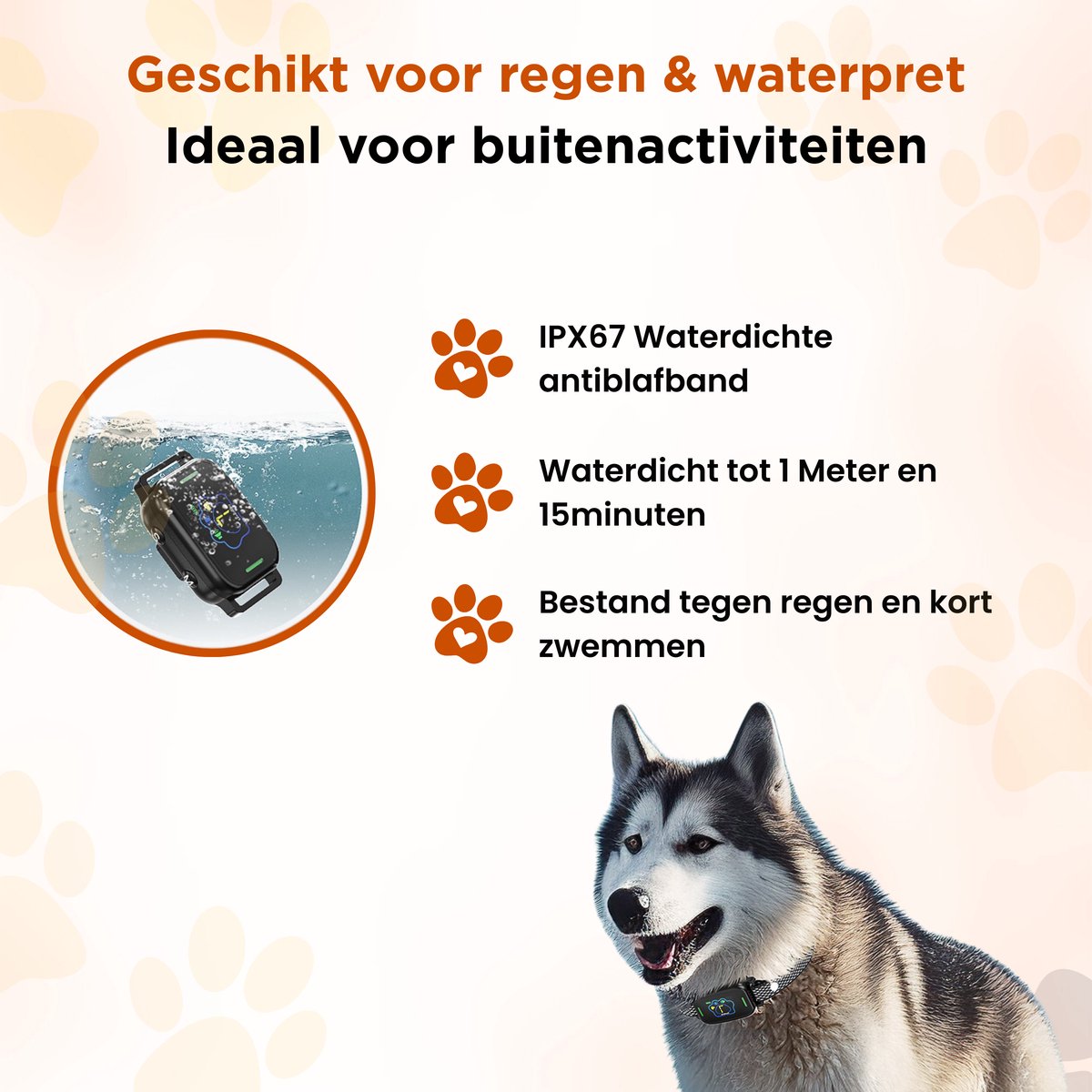 Furley's Anti Blafband - Zonder Schok - Anti Blaf training - 3 Modi, LCD Kleurenscherm, Oplaadbaar & Waterdicht - Voor Middelgrote & Grote Honden