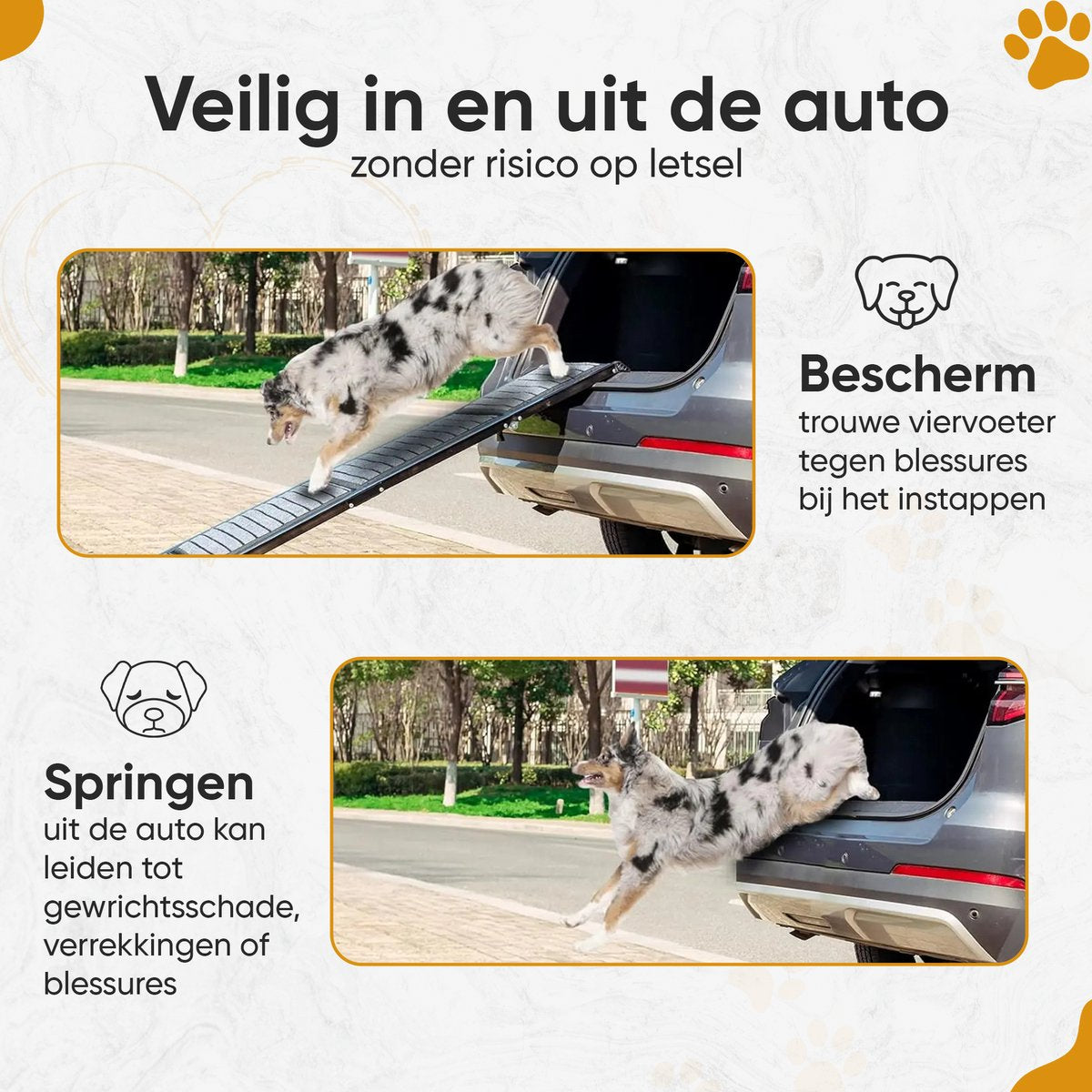 Furley's Opvouwbare Hondenloopplank - Inklapbare Hondentrap & Loopplank voor Auto - Antislip & Veilig - Aluminium - 160 cm - 70 kg Draagkracht - Met Bevestiging - Voor Grote & Kleine Honden