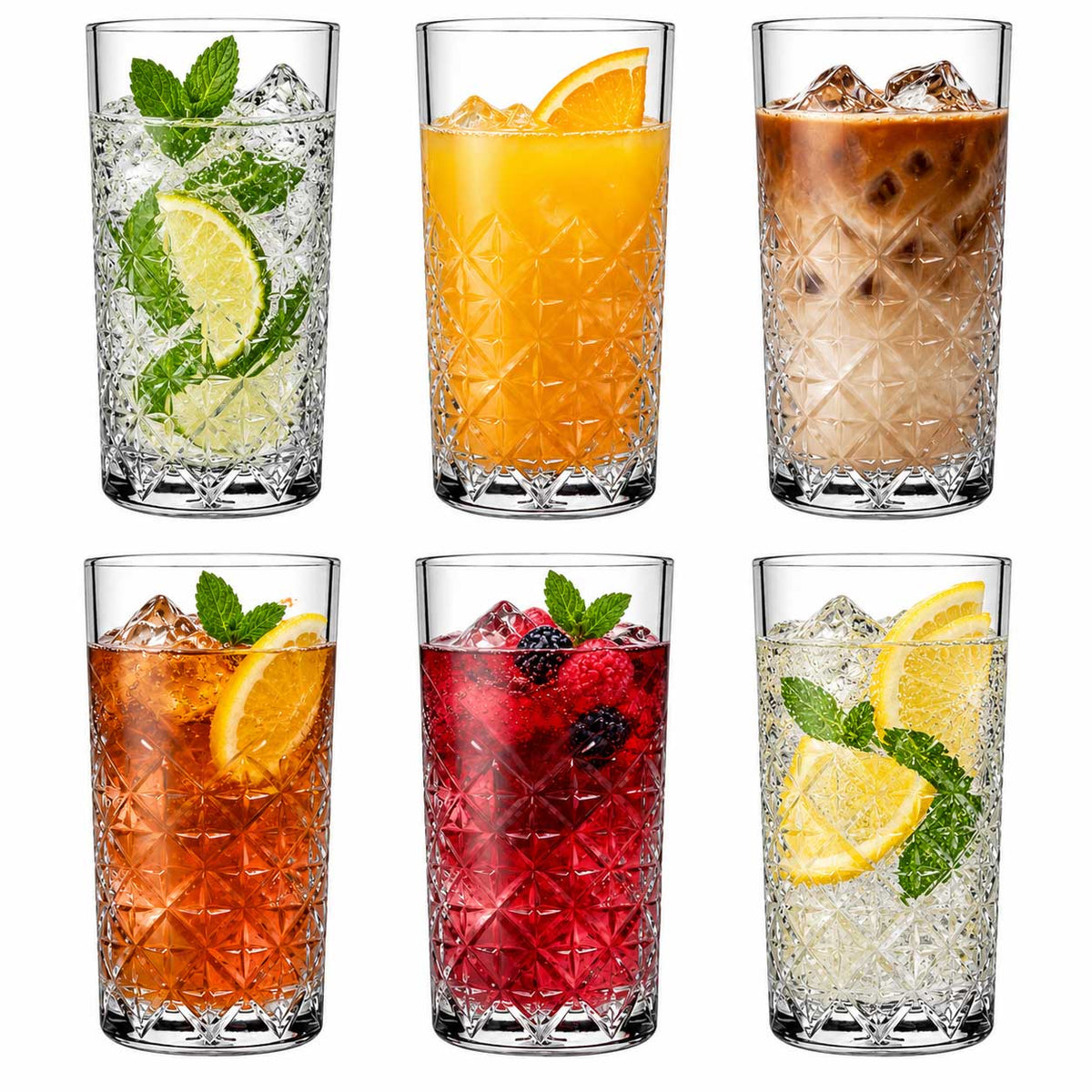 Glozini Bern Longdrinkglazen - 270ml - Set van 6 - Waterglas - Drinkglas