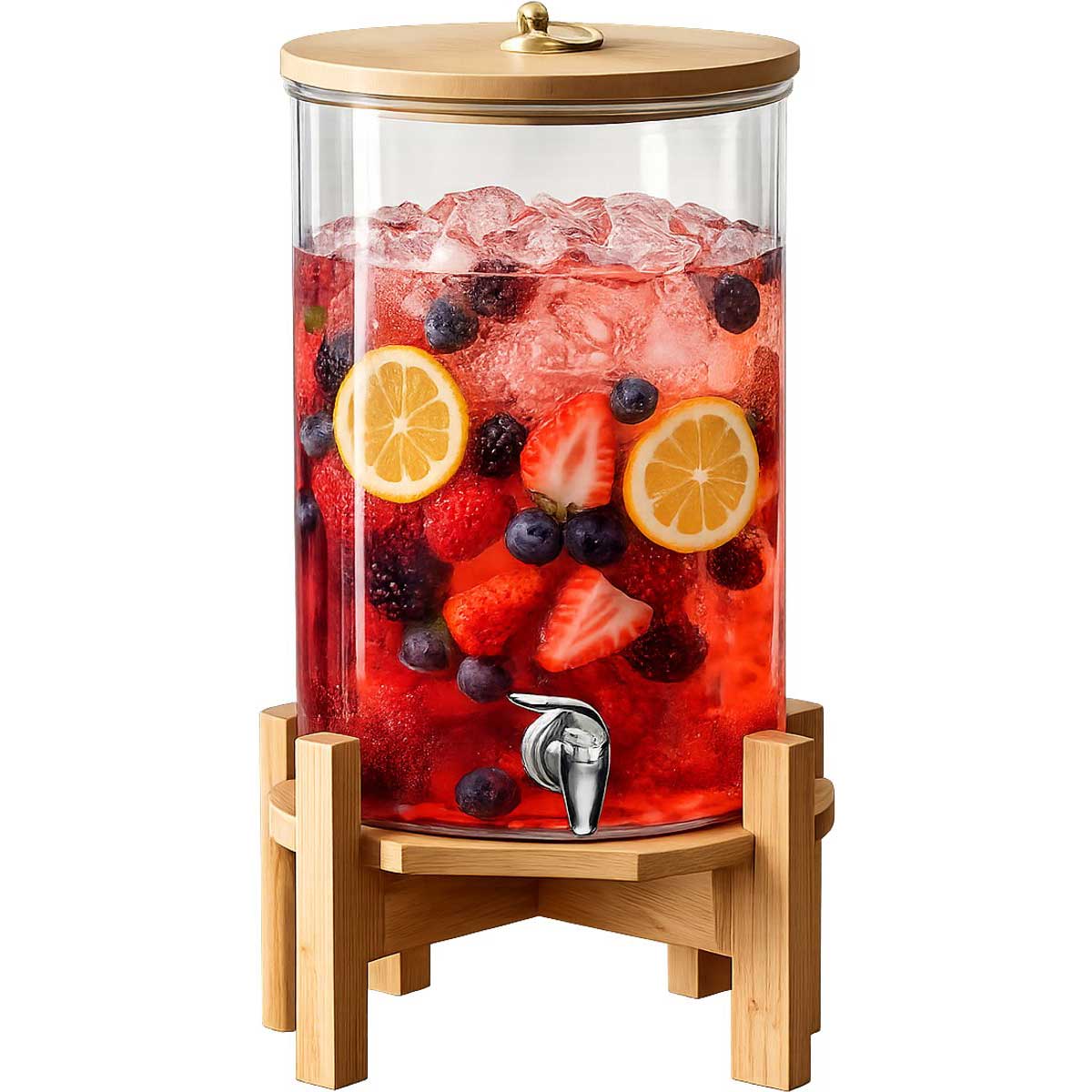 Glozini Limonadedispenser met Houten Deksel & Standaard limonadedispensers