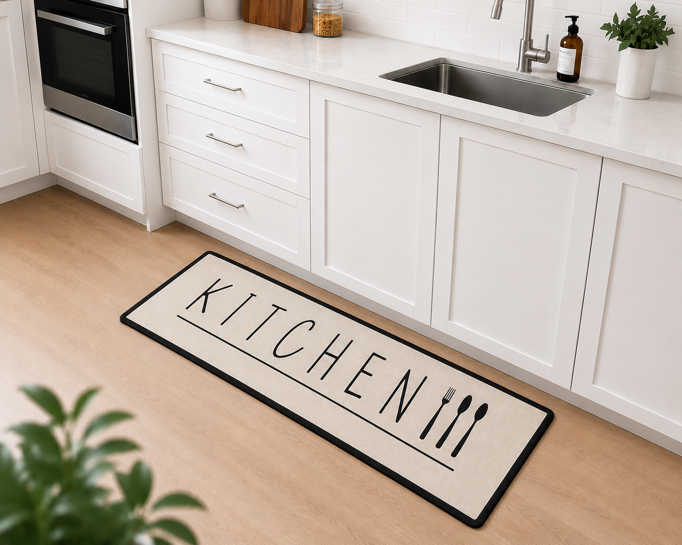 Hauskraft Kitchen Runner Kitchen - Beige - 80x200 cm - Rugs - Kitchen Carpet - Kitchen Mat - Runner Carpet - Runner Rug