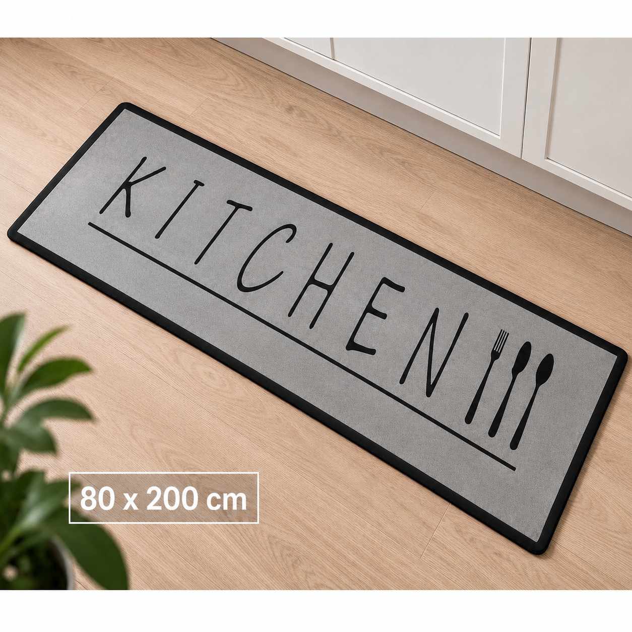 Hauskraft Kitchen Runner Kitchen - Grey - 80x200 cm - Rugs - Kitchen Carpet - Kitchen Mat - Runner Carpet - Runner Rug