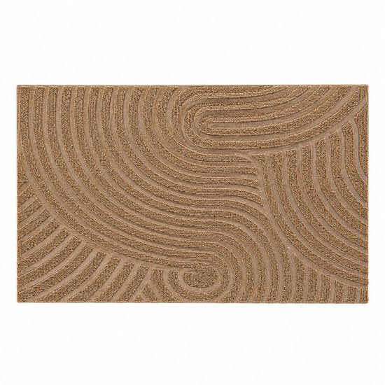 Kadirelli Deurmat Binnen – 60 x 90 cm – Taupe – Golvend Reliëf – Antislip en Wasbaar