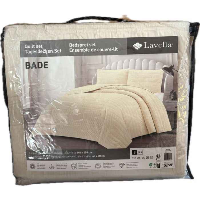 Lavella Bade Bedsprei Set 3-delig - Crème - 250x240cm