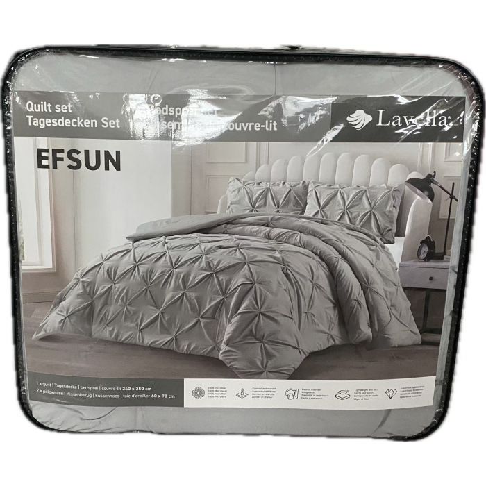 Lavella Efsun Bedsprei Set 3-delig - Grijs - 250x240cm