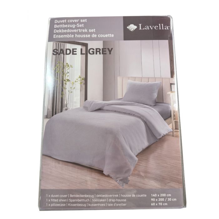 Lavella Sade Dekbedovertrek Set 3-delig - Lichtgrijs - 140x200cm