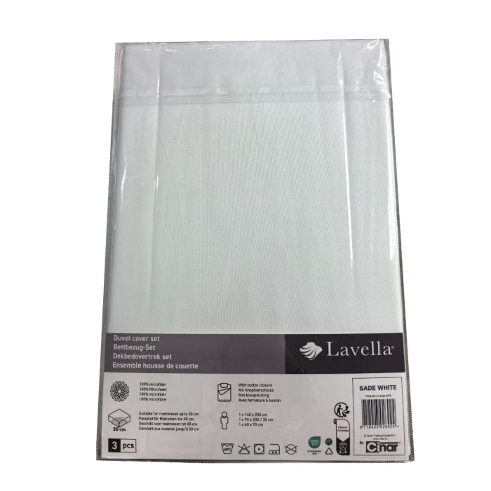 Lavella Sade Dekbedovertrek Set 3-delig - Wit - 140x200cm