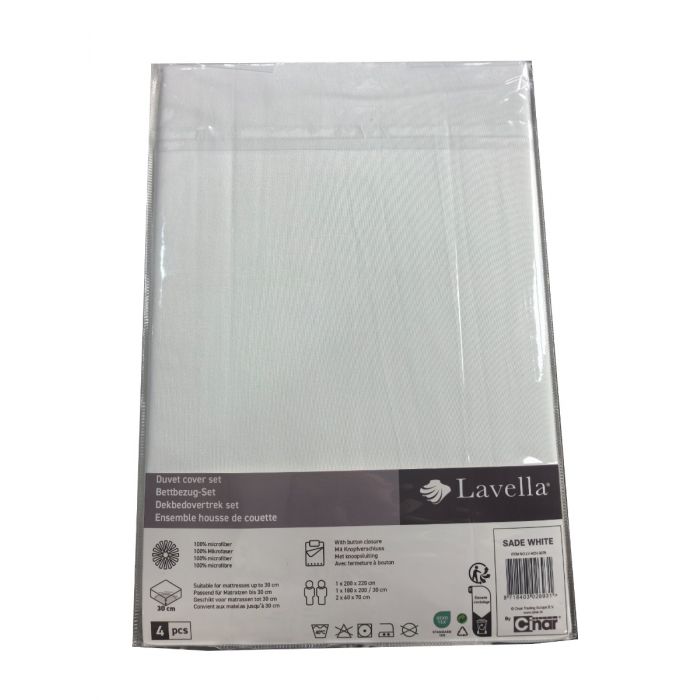 Lavella Sade Dekbedovertrek Set 4-delig - Wit - 200x220cm