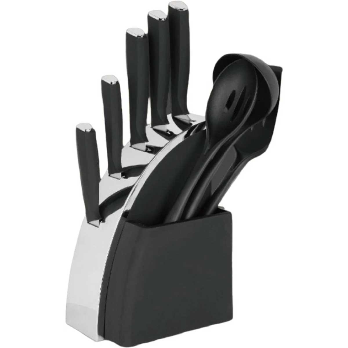 Maître Traiteur Messenset & Keukengerei Set - 9-delig - Zwart/Zilver